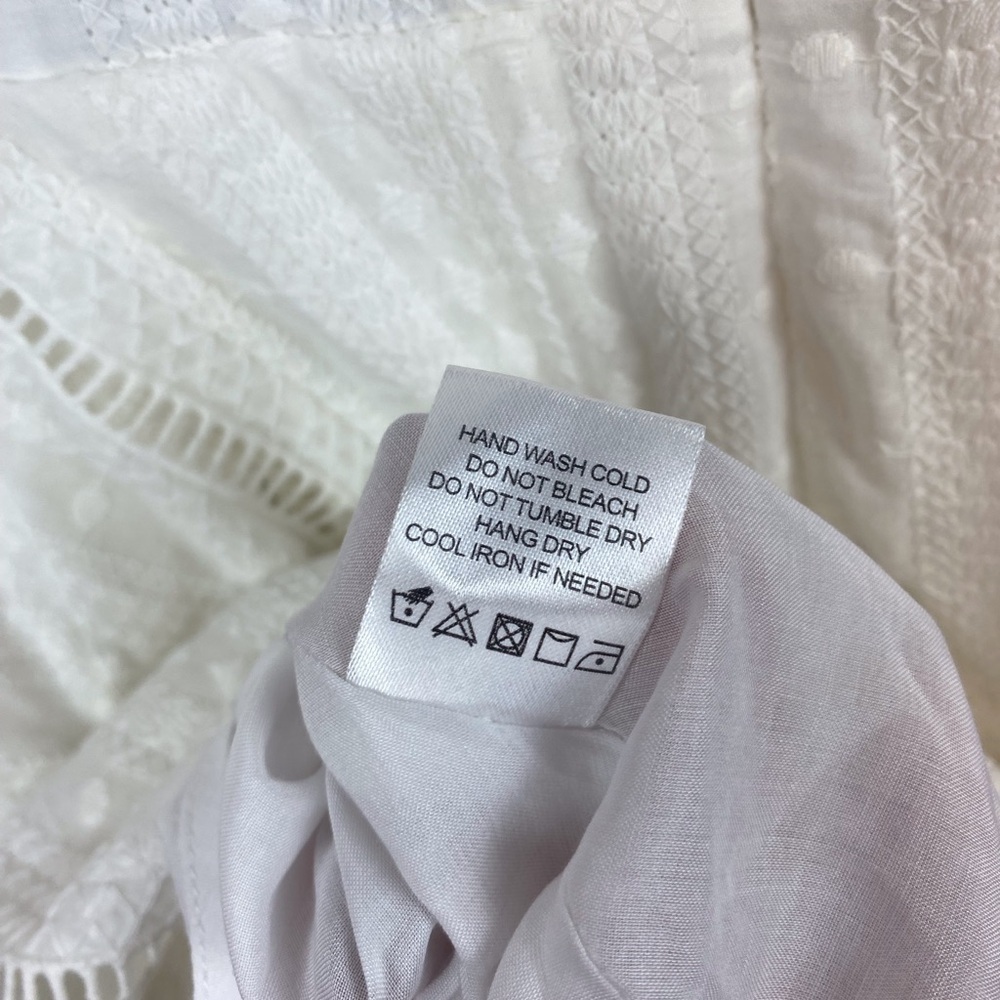 Tulrosea Nicole Embroidered Tie Waist Dress in White Size XXS New! - Picture 10 of 14
